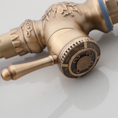 Antique Brass Kitchen Sink Faucet Craved Mixer Taps Swivel Spout Deck Mounted - Picture 10 of 14