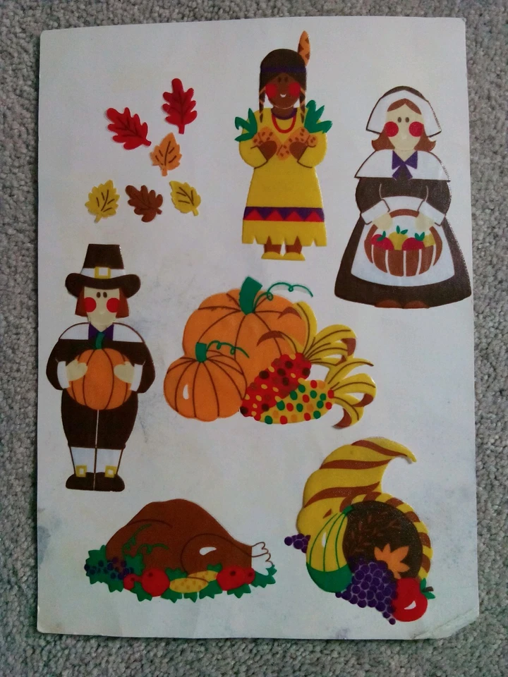 24 adesivos vintage Eureka Paper Magic Group Halloween e Ação de Graças Re-Stix  - Imagem 2 de 4