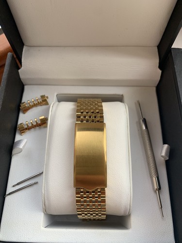 Beautiful New 19mm Bead of Rice Gold Plated Watch Strap / Bracelet for Omega - Picture 7 of 11