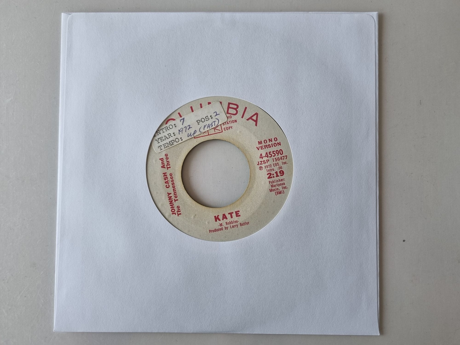 Johnny Cash And The Tennessee Three - Kate 7'' Vinyl US PROMO