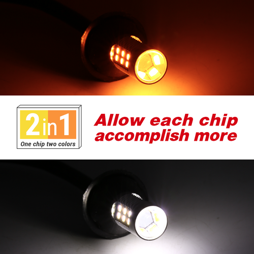 For 09-14 F150 Error Free White/Amber 3157 LED Switchback Turn Signal Light Bulb - Picture 8 of 9