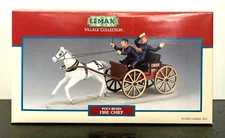 Vintage New In Box Lemax Village Collection Horse Drawn Wagon Fire Chief Fireman