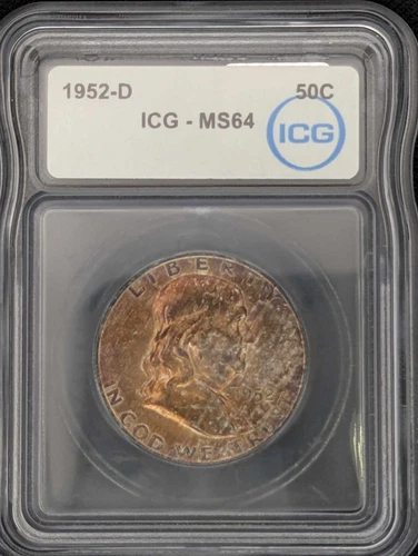 1952-D Franklin Half Dollar ICG MS64 Toning