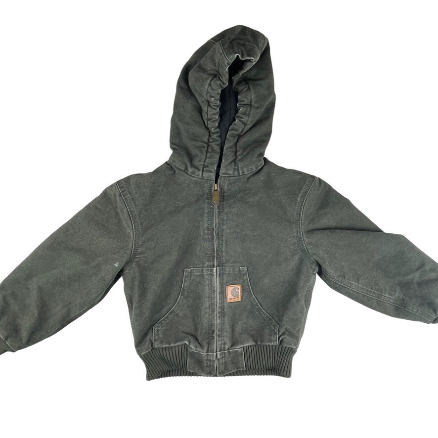 Carhartt full zip hooded jacket youth boys XS green color
