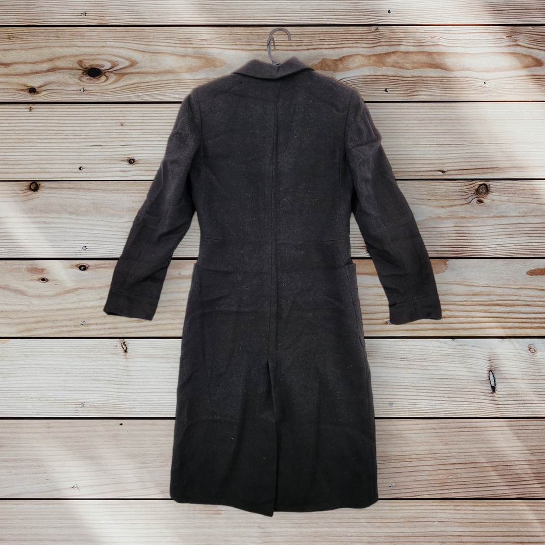 【極美品】Salvatore Ferragamoロングチェスターコート黒ライナー Vintage Salvatore Ferragamo Trench Coat Womens 6 Wool Button