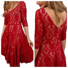 NWT Mia Joy Joyfolie Emily Garnet Red Lace Dress Women s Medium NEW