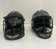 2 Used Cascade Lacrosse Helmets / Blue / With Mask & Chin Guard, 1995