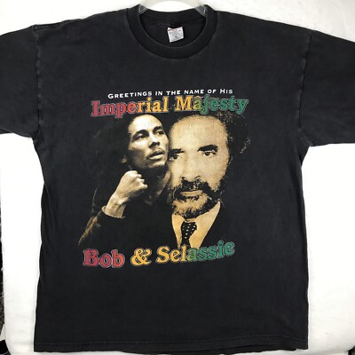 vintage 90s BOB MARLEY HAILE SELASSIE T-Shirt XL rastafari reggae