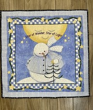 Baby Handmade Flannel Snowman Christmas Quilt Crib Blanket 34x34 Blue Snowflakes