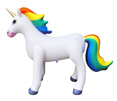 Jet Creations Inflatable Standing Rainbow Unicorn, 40'' Long Party Decoration NEW