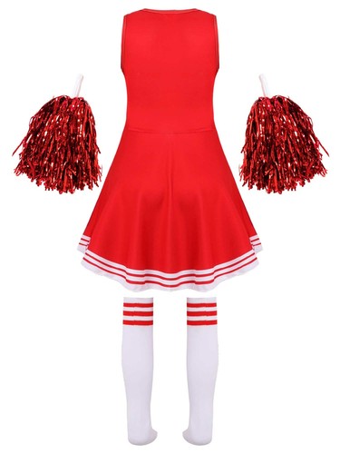 iEFiEL Cheer Leader Kostüm Mädchen Cheerleading Uniform Set Halloween Fasching - Picture 6 of 62