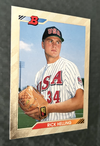 Rick Helling 'Team USA' Bowman Gold Border Selected by Rangers in 1992 Draft - Picture 4 of 6