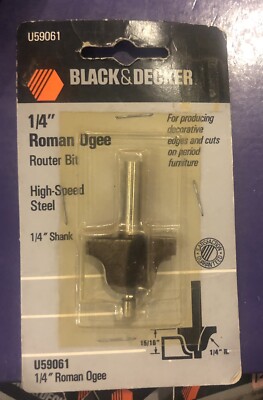 Black & Decker 1/4  Roman Ogee Router Bit High-Speed Steel U59061 - NOS