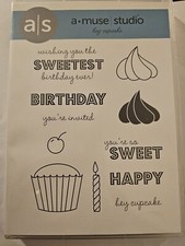 A Muse Studio Hey Cupcake Sweetest Wishes Rubber Stamp