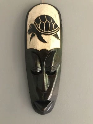 Tolle 32 cm Holz Wand Maske Schildkröte Muster Deko Afrika Handarbeit Maske - Bild 1 von 4