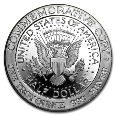 1 TROY OZ .999 FINE SILVER BULLION KENNEDY HALF DOLLAR ROUND | eBay