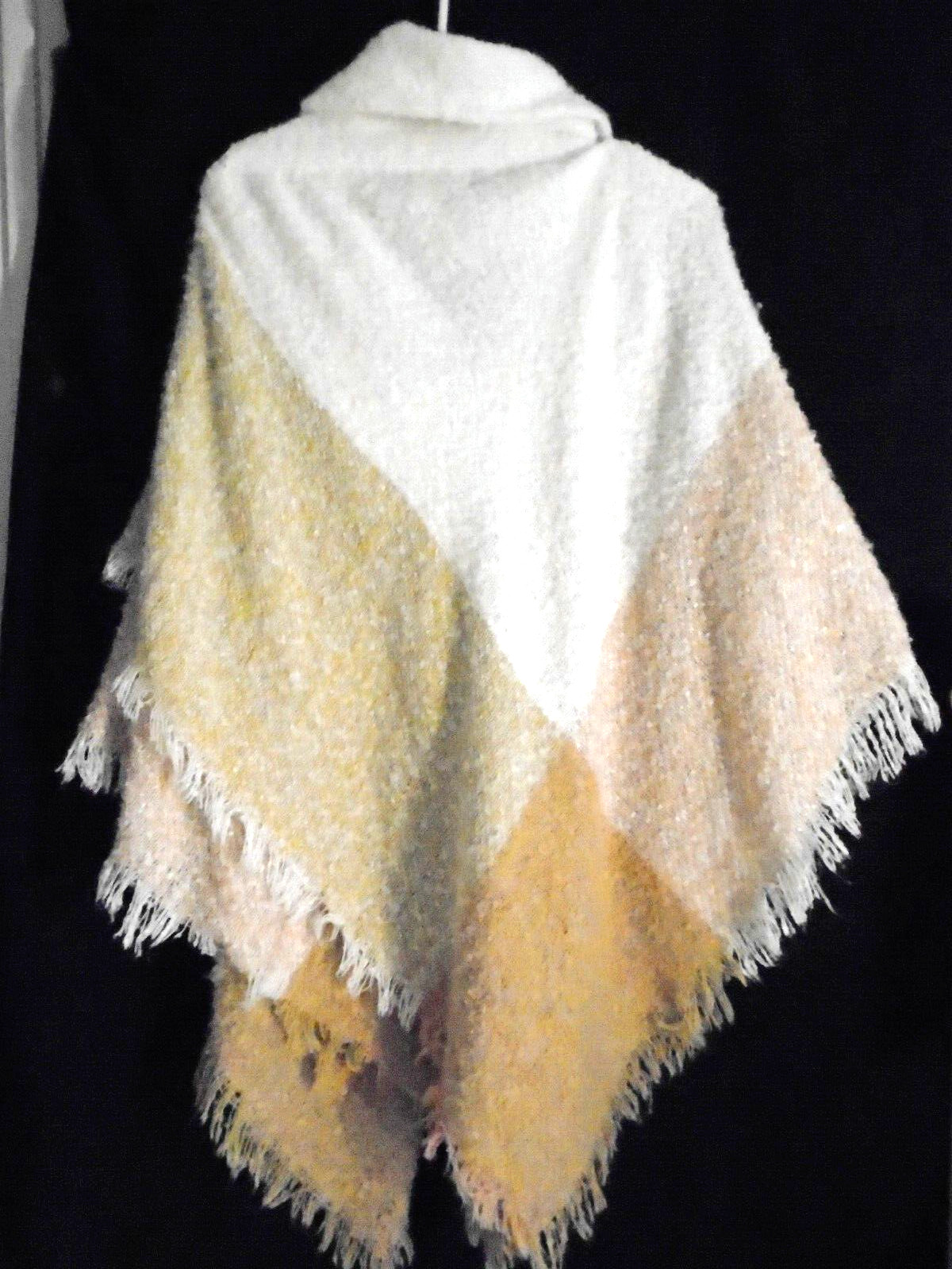 Mixit Brown White  Poncho One Size Toggle Closure ~Loose Knit Wrap