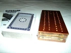WOODEN FOLDING HINGED CRIBBAGE GAME BOARD CRIB PACK CARDS SCORING PEGS RULES NEW