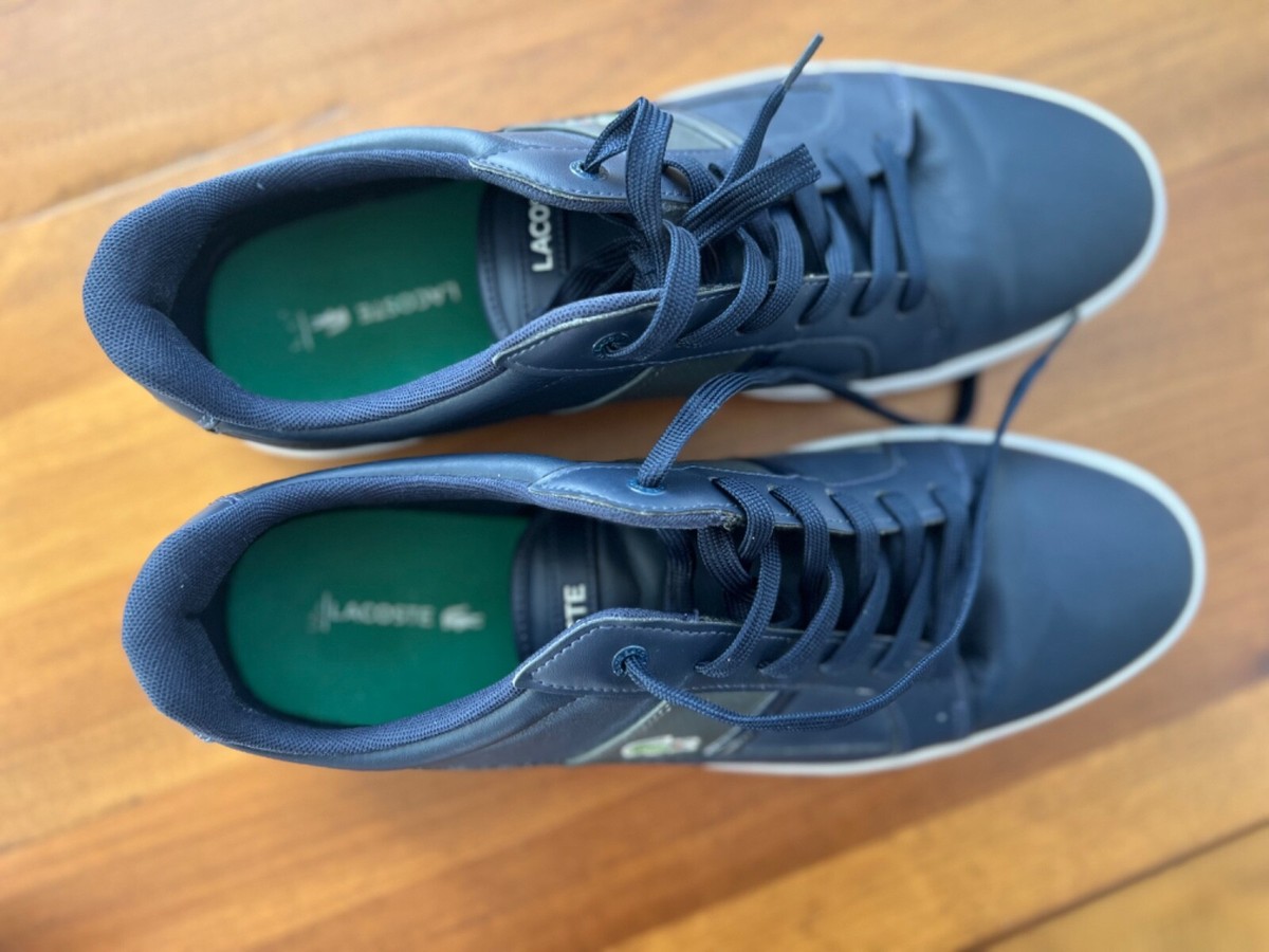 Lacoste Sport Men\'s Blue Leather Shoes‎ Size 13,Lace Up Lacoste Leather Shoes Mens 13 Blue 6 hole Navy blue Laces  main image 2