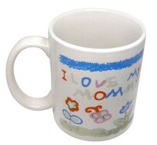 White Ceramic Coffee Tea Mug Cup "I Love My Mommy" Colorful Childlike Design