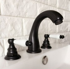 Bathroom Basin Sink Mixer Tap Oil Rubbed Bronze 3 Holes Two Handle Taps Faucet