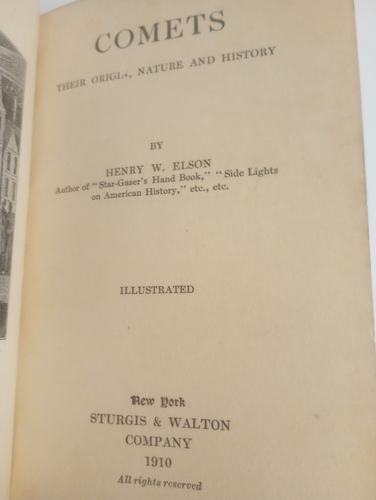 Comets their Origin, Nature and History Henry Elson 1st Edition Hailey's Comet - Imagen 9 de 9