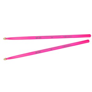 5A, Pink Glow 2B Hickory Drum Sticks With Fluorescent