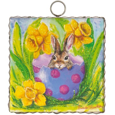 The Round Top Collection Mini Bunny In Daffodils Print 6x6x1 E25054 | eBay