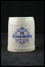 VINTAGE KRONEMBOURG ALSACE CHOPE EN GRES ANCIEN LOGO BOCK à BIERE 5/20 1/4 