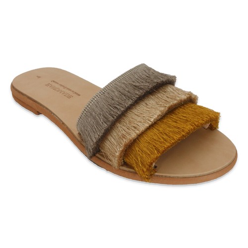New Greek Handmade Sandals Leather Decorated Ancient Style Women Boho Slide Flat - Picture 14 of 22