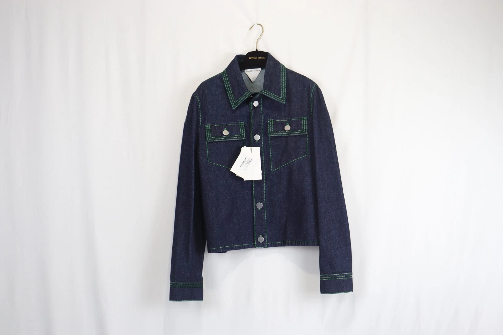 Bottega Veneta o1rshd1123 Giacca Clouson Denim Ricamata Punto Blu 