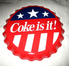Large COCA-COLA COKE 'Coke Is It' 3-D Metal Bottle Cap Wall Sign Decor #3 - NEW