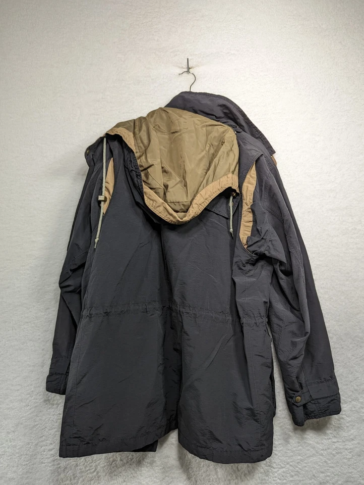 Chaqueta impermeable Eddie Bauer de colección años 90 concha negra caqui de gran tamaño para hombre talla L Foto 2 de 4