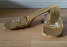 Victor Odil Sandalen Mules Slipper Damenschuhe Gr. 37 Gold transparenter Absatz