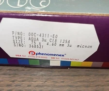 Phenomenex Aqua HPLC Column 3u C18 125A 75 x 4.60mm Micron P/N 00C-4311-E0