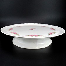 Max Roesler Keramik Tortenplatte Rosendekor auf Fuß um 1920 Jugendstil Art Deco