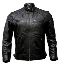 Men Black biker leather jacket, Men black bober leather jacket, Jackets for Men