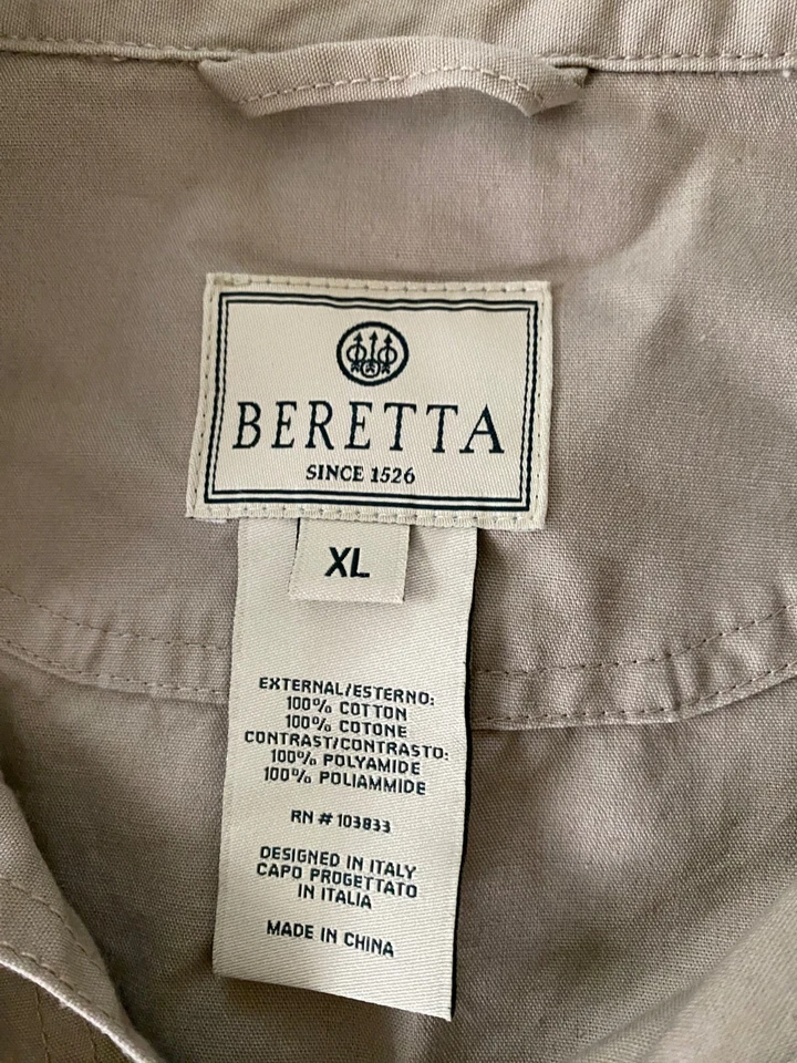 Camisa Beretta marrón tostado carga frontal aves caza al aire libre cabina núcleo para hombre XL Foto 3 de 4