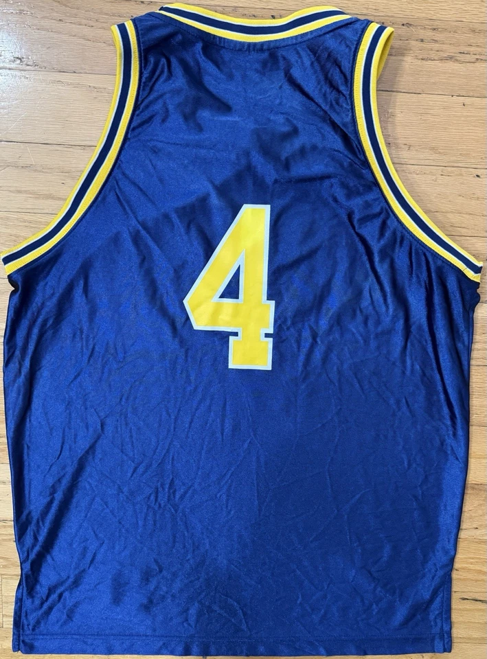 Starter NCAA Michigan Wolverines Chris Webber #4 Fab Five Blue 48 Large Jersey - Image 2 of 2