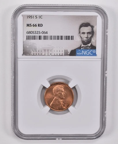 MS66 RD 1951-S Lincoln Wheat Cent NGC Special Label *5458