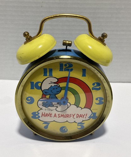 Vintage 1980’s Have a Smurfy Day! Smurfs Rainbow Bradley Alarm Clock NOT Working