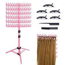 Standing Braiding Hair Rack Extension Holder Stand Height Adjustable 144 Pegs