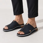 Men's Hermes Pharaon Size EU43 US10 Navy Blue Nubuck Leather Slides Sandals