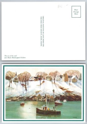 Continental Winter Harbor Fishing Boats Postcard