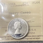 1964 Canada 25 Cents - ICCS **PL 66 Heavy Cameo** - XZJ 080