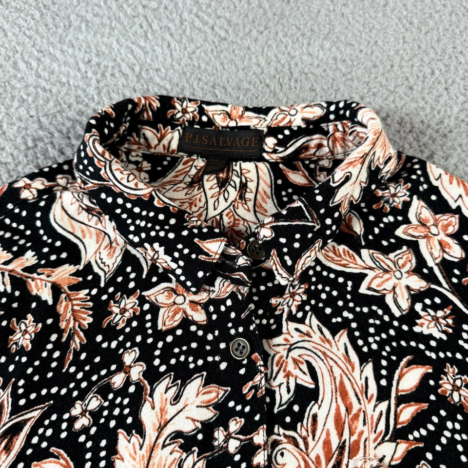 PJ Salvage Multicolor Mujer M Ropa de Salón Paisley Noches Manga Larga Pijama Top Foto 3 de 4