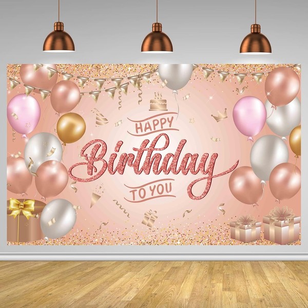 Osdue Happy Birthday Banner RoséGold Dekoration Geburtstag Deko FüR Frauen-image