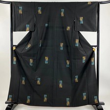 Tsumugi Silk Dress Size M Black Used 161cm Length 64cm Sleeve