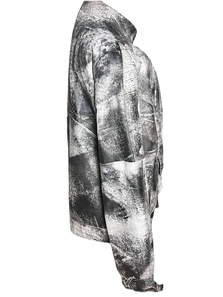 复古 Empire International 皮革男式大号摩托车机车夹克灰色/黑色 — 第 4/4 张图片