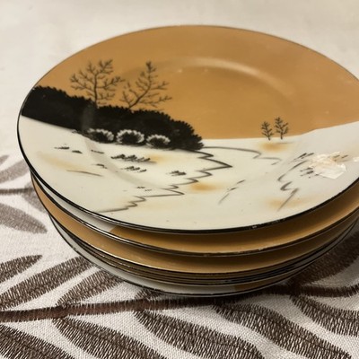 NORITAKE Lusterware ~ (6) 7  Plates Tree In The Meadow-free Cup And Saucer As Is